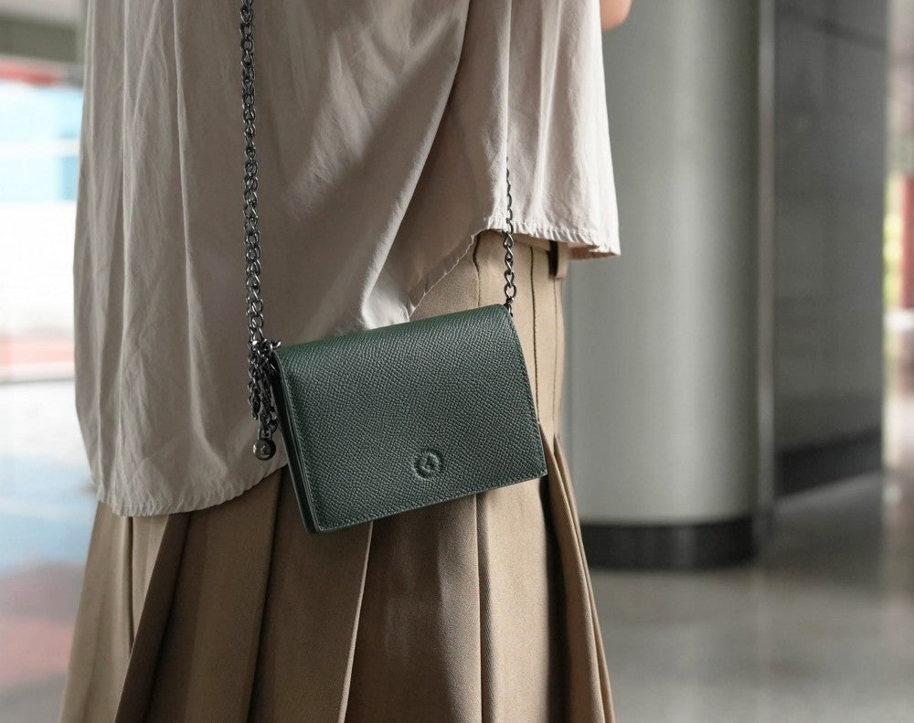 Carina Wallet v2 - Olive Green Convertible Leather Wallet Bag