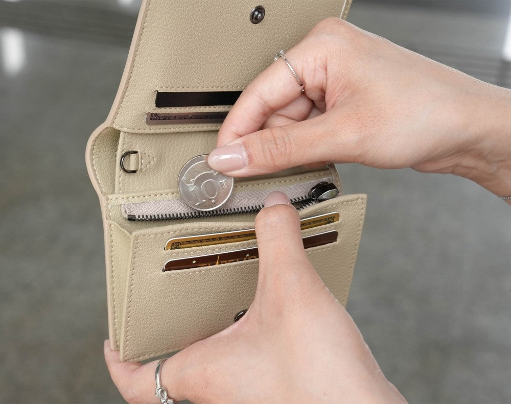 Carina Wallet v2 - Elephant Gray Convertible Leather Wallet Bag