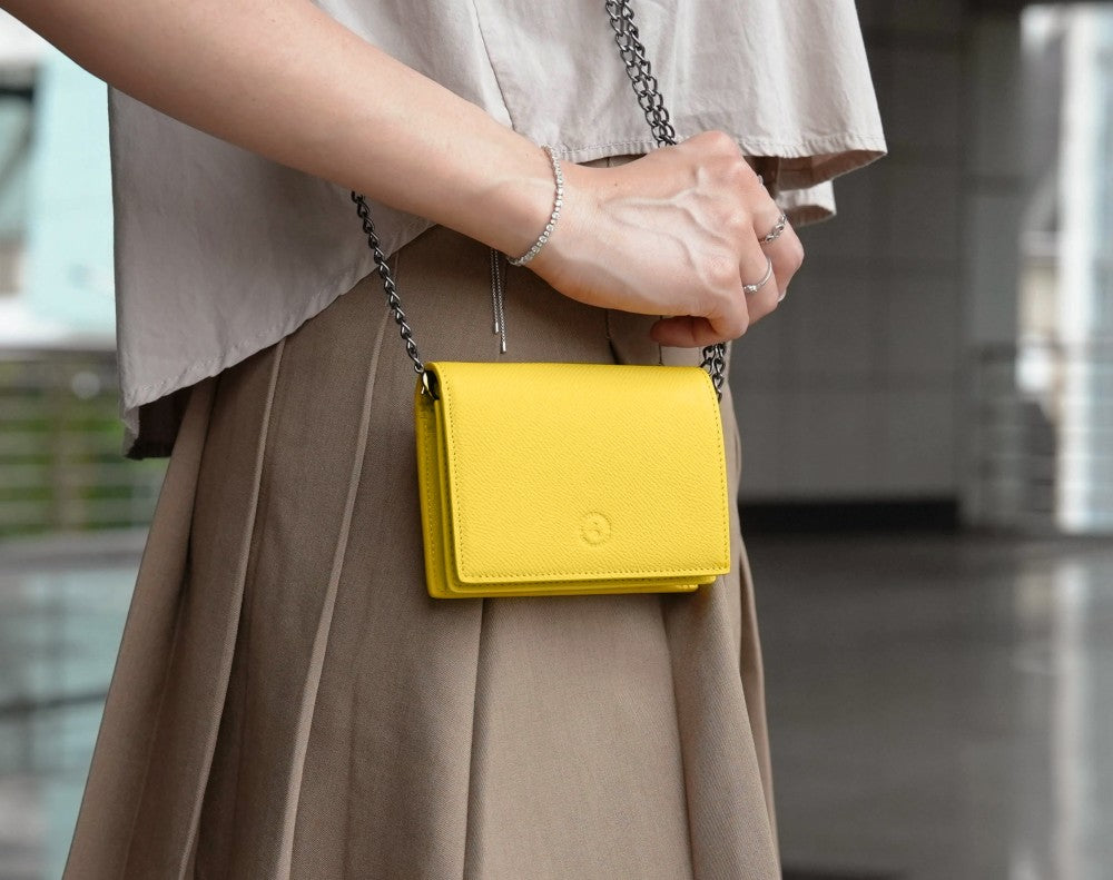 Carina Wallet v2 - Lemon Yellow Convertible Leather Wallet Bag