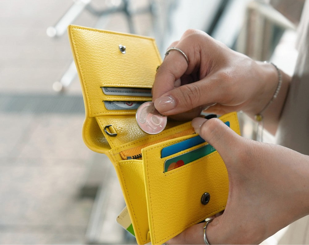 Carina Wallet v2 - Lemon Yellow Convertible Leather Wallet Bag