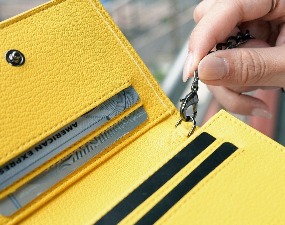 Carina Wallet v2 - Lemon Yellow Convertible Leather Wallet Bag