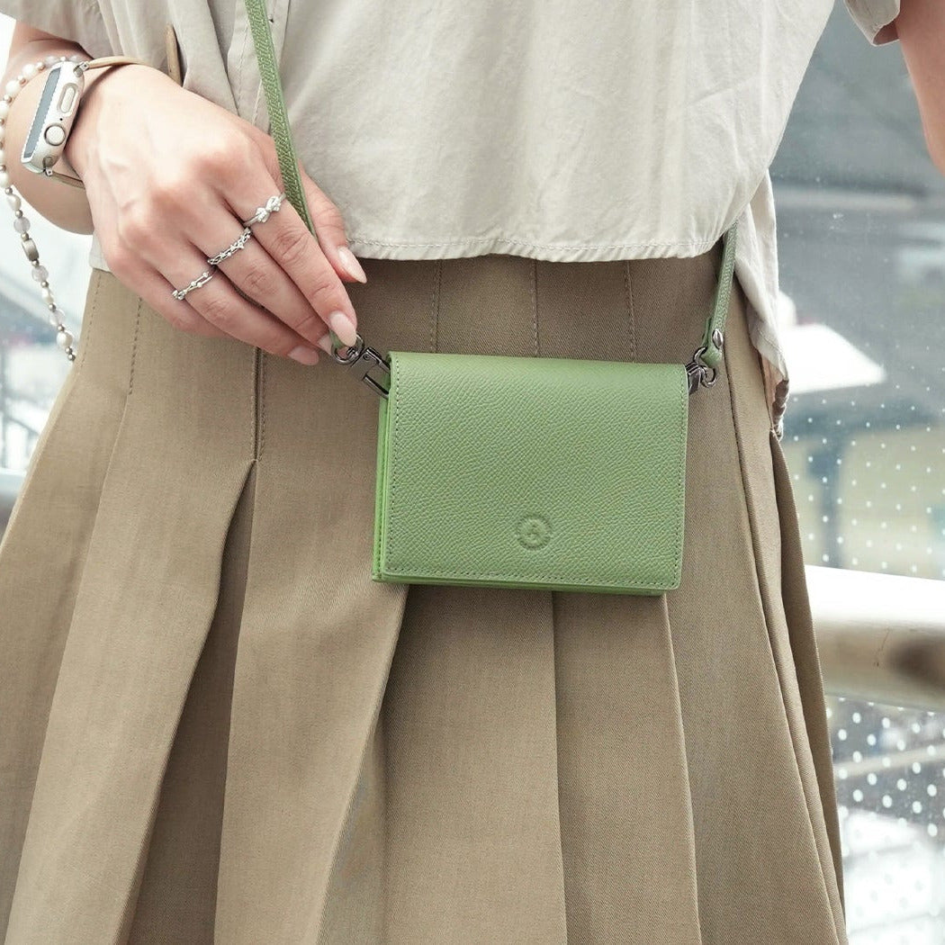 Carina Wallet v2 - Matcha Green Convertible Leather Wallet Bag
