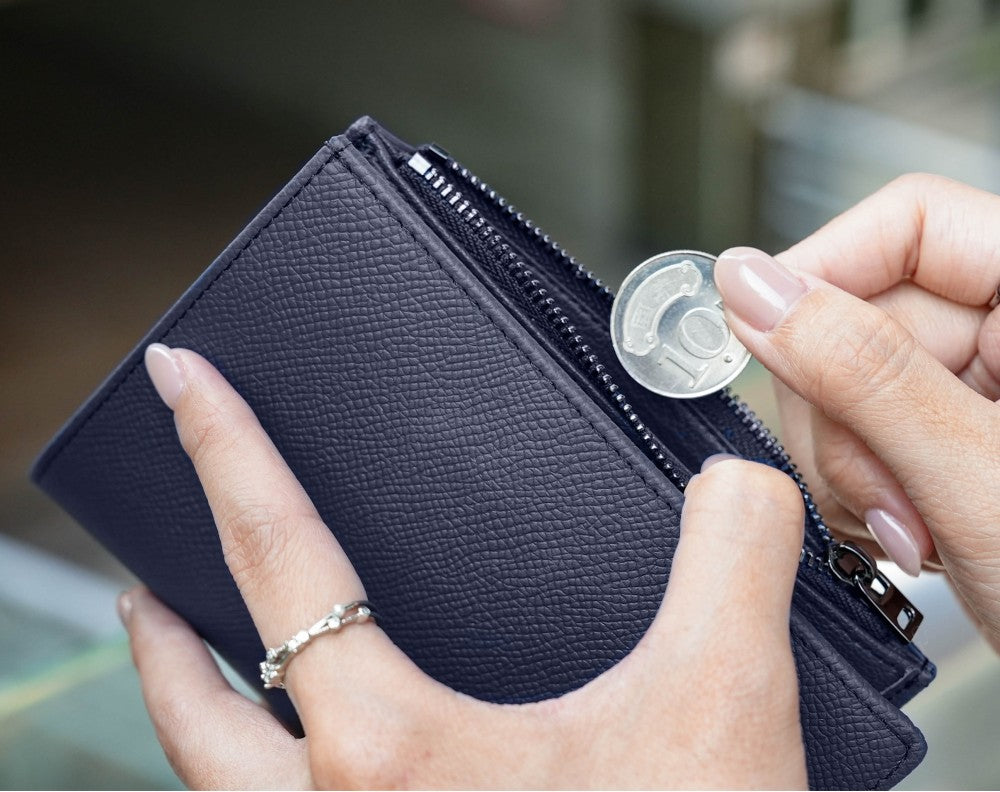 Featherly Passport Wallet - Blue Cross-Hatch Texture