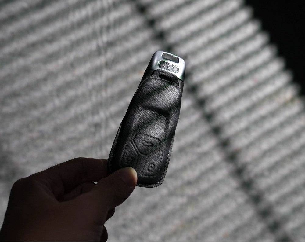 Black Leather Key Cover for Audi Smart Key (Style T3)