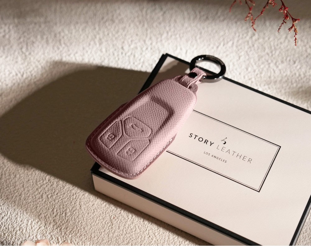 Pink Leather Key Cover for Audi Smart Key (Style T3)