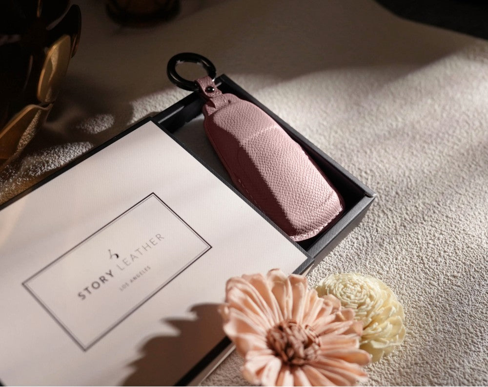 Pink Leather Key Cover for Audi Smart Key (Style T3)