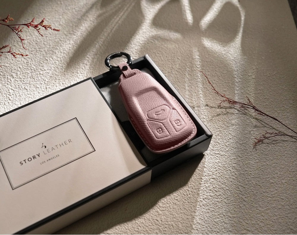 Pink Leather Key Cover for Audi Smart Key (Style T3)
