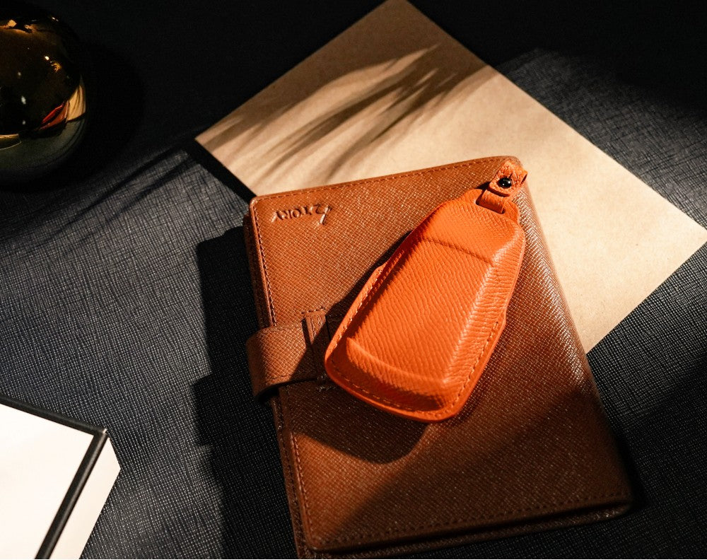 Orange Leather Key Cover for Audi Smart Key (Style T3)