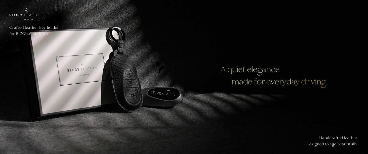 Black Leather Key Cover for Mercedes-Benz Smart Key (Style O3)