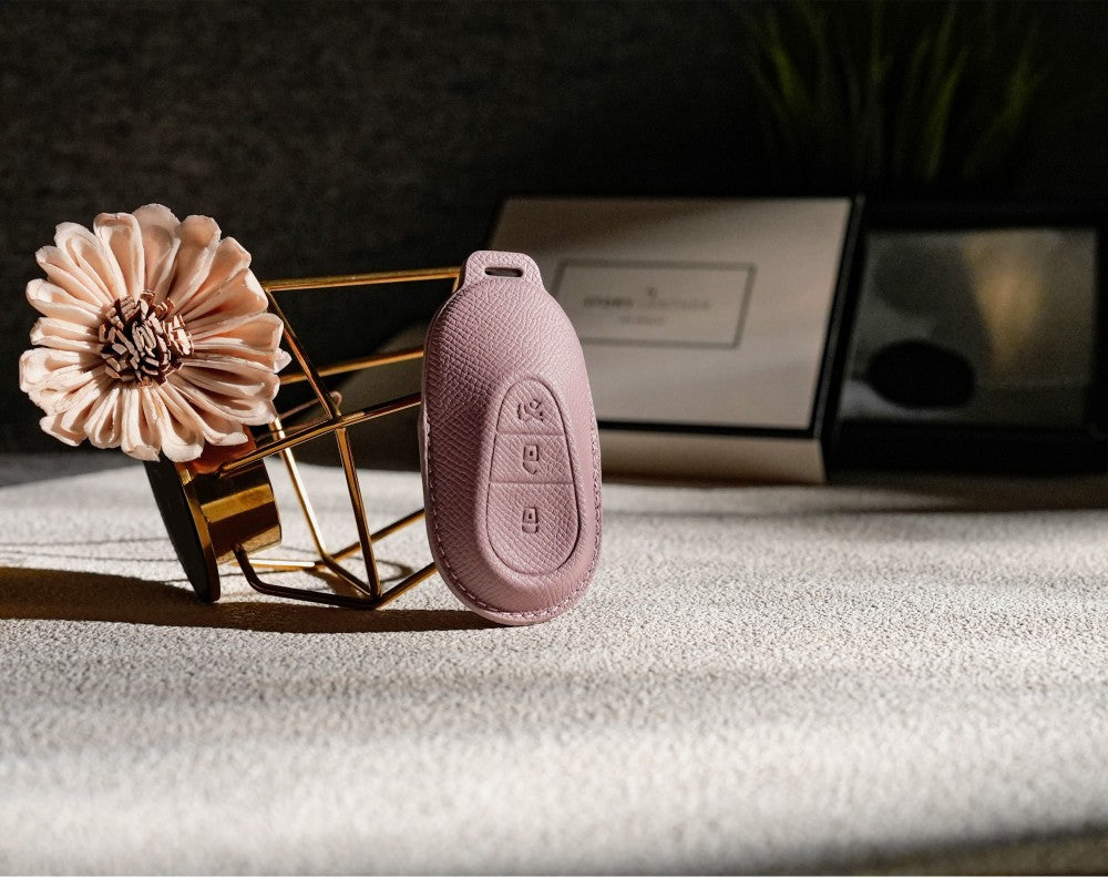 Pink Leather Key Cover for Mercedes-Benz Smart Key (Style O3)