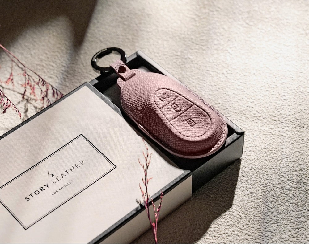 Pink Leather Key Cover for Mercedes-Benz Smart Key (Style O3)