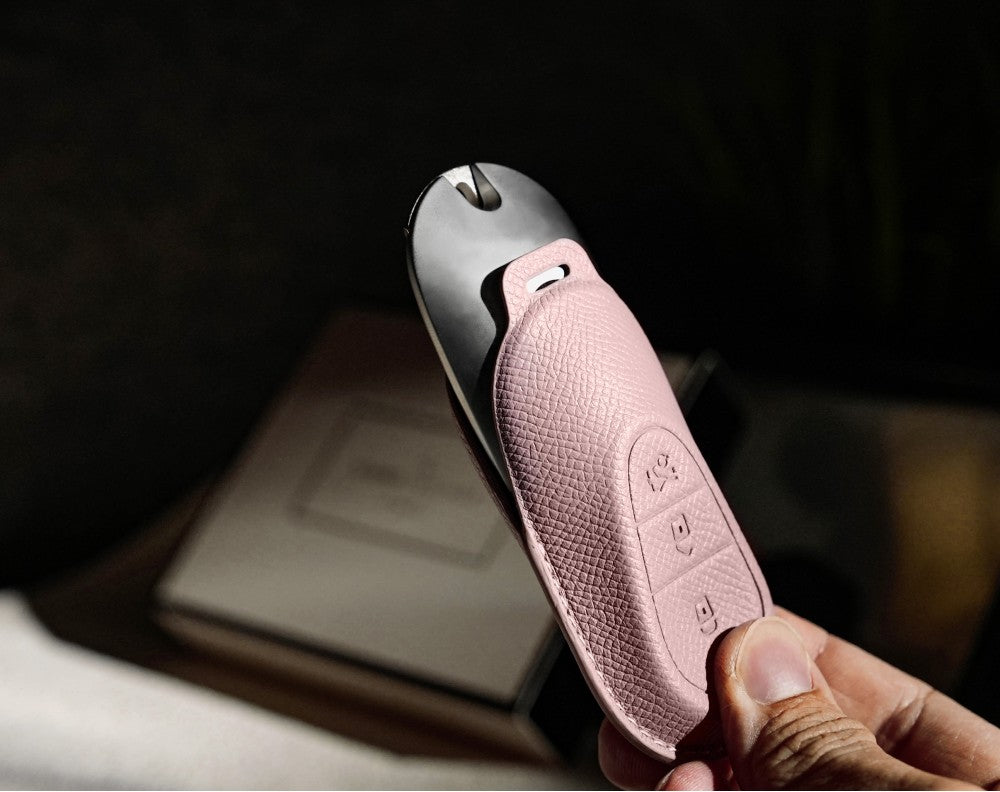 Pink Leather Key Cover for Mercedes-Benz Smart Key (Style O3)