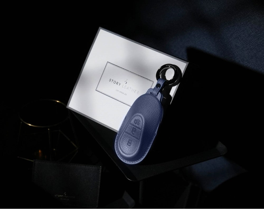 Blue Leather Key Cover for Mercedes-Benz Smart Key (Style O3)