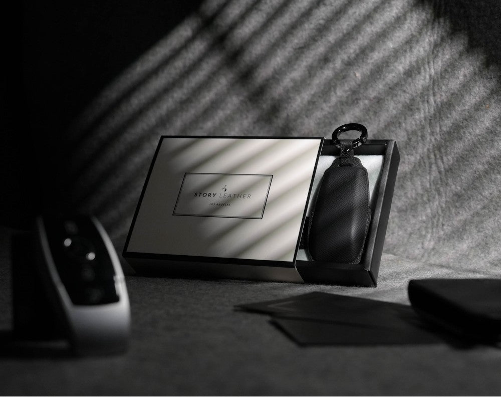 Black Leather Key Cover for Mercedes-Benz Smart Key (Style R3)