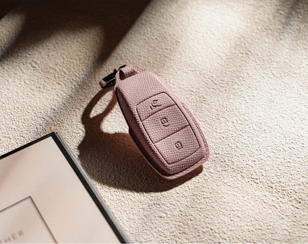 Pink Leather Key Cover for Mercedes-Benz Smart Key (Style R3)