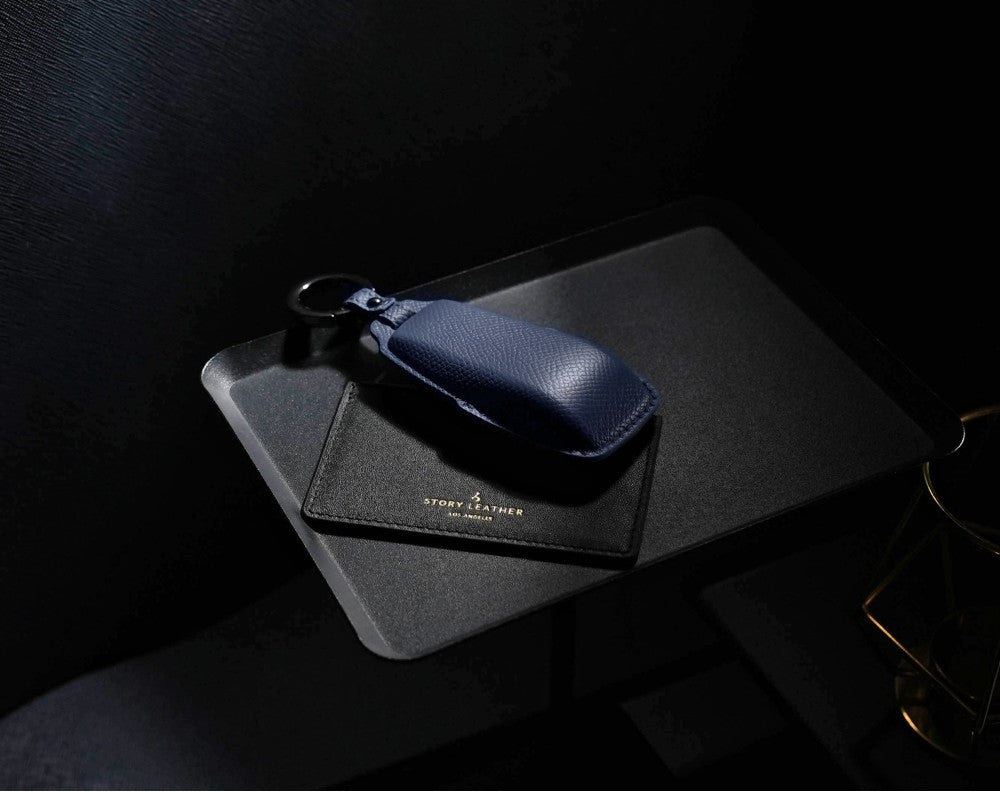 Blue Leather Key Cover for Mercedes-Benz Smart Key (Style R3)