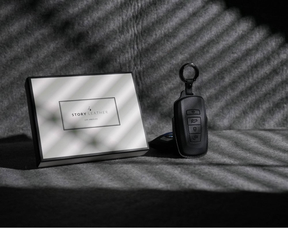 Black Leather Key Cover for BMW Smart Key (Style R4)
