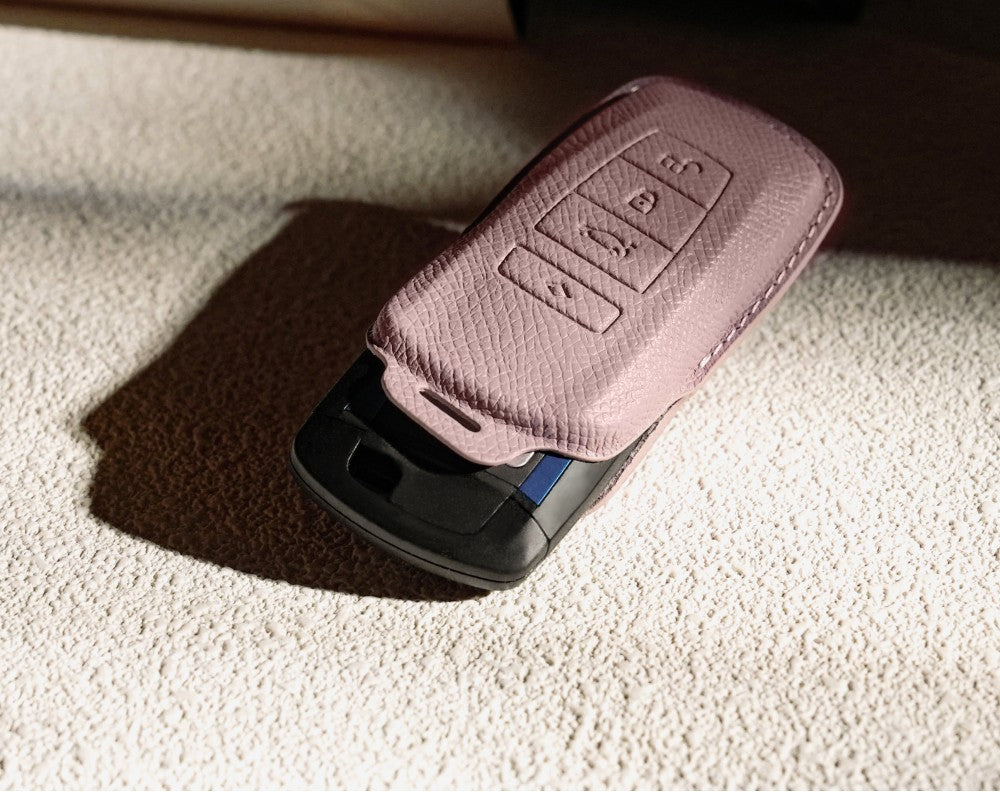 Pink Leather Key Cover for BMW Smart Key (Style R4)