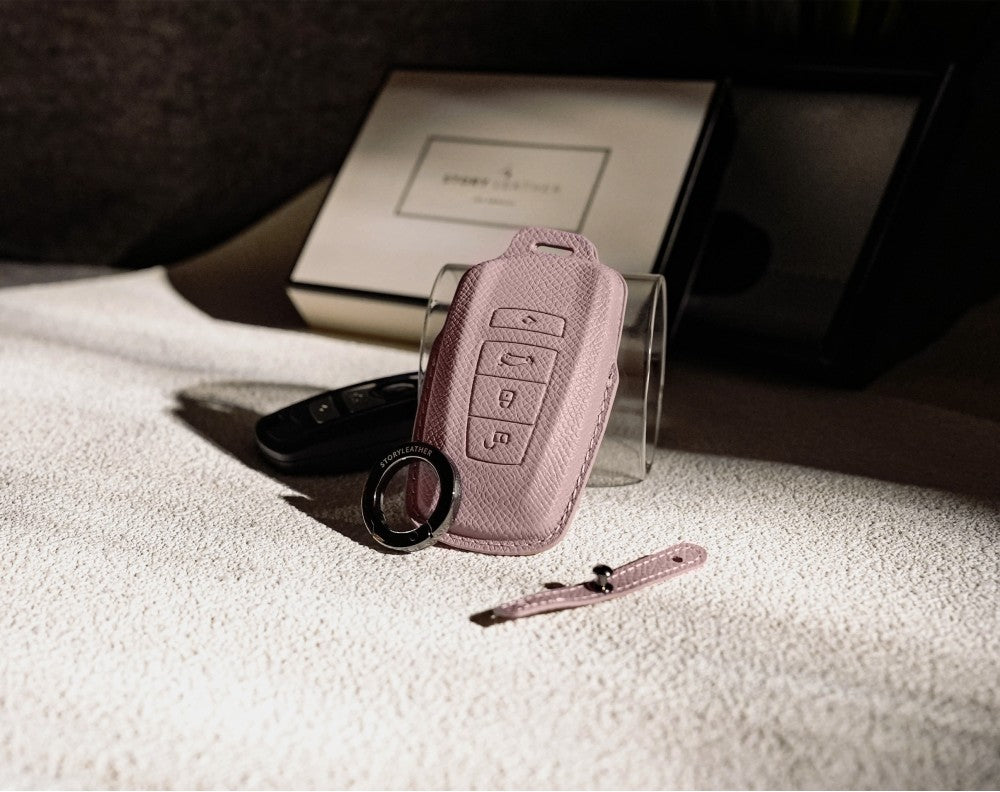 Pink Leather Key Cover for BMW Smart Key (Style R4)