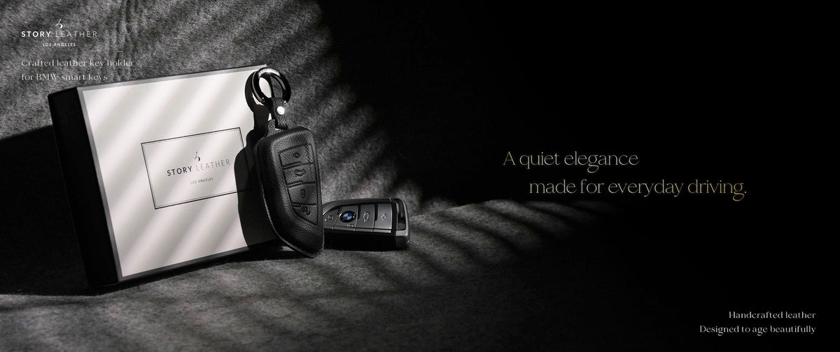 Black Leather Key Cover for BMW Smart Key (Style T4)