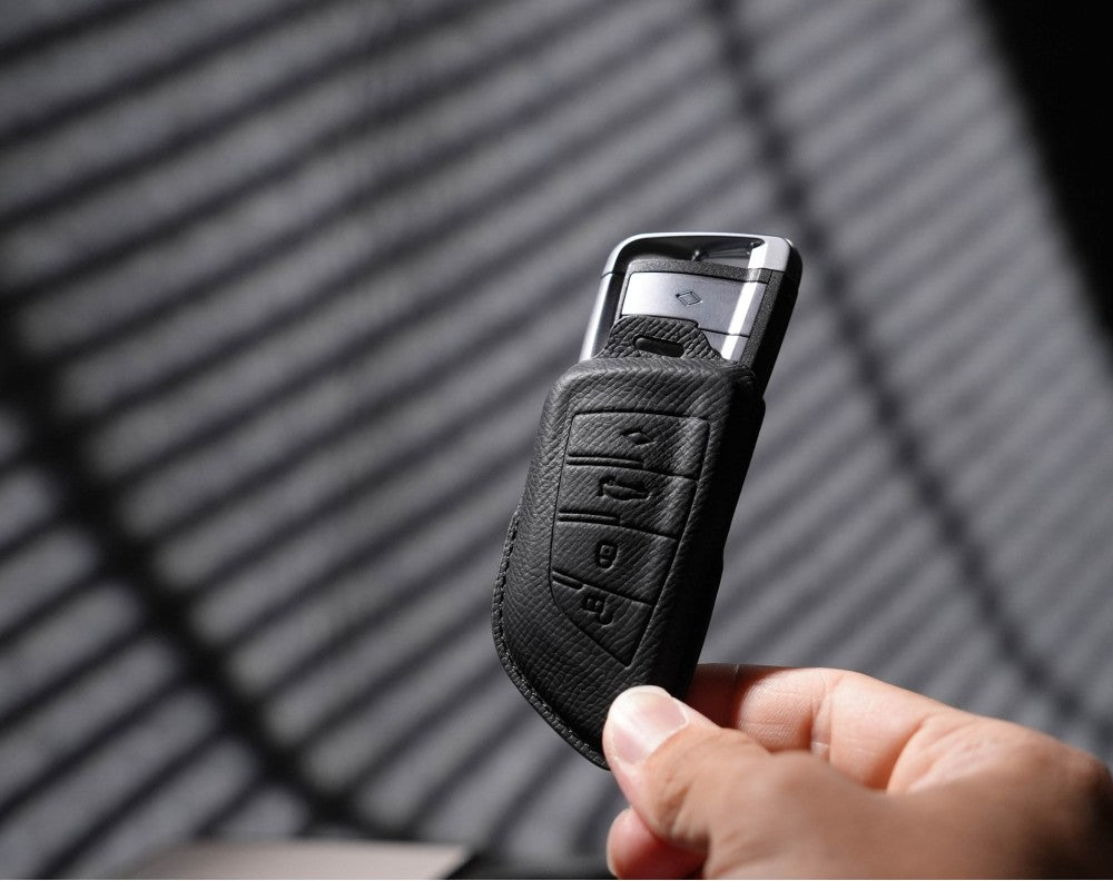 Black Leather Key Cover for BMW Smart Key (Style T4)