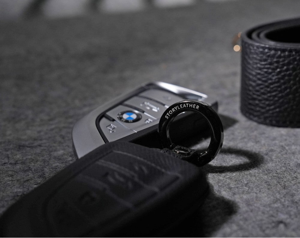 Black Leather Key Cover for BMW Smart Key (Style T4)