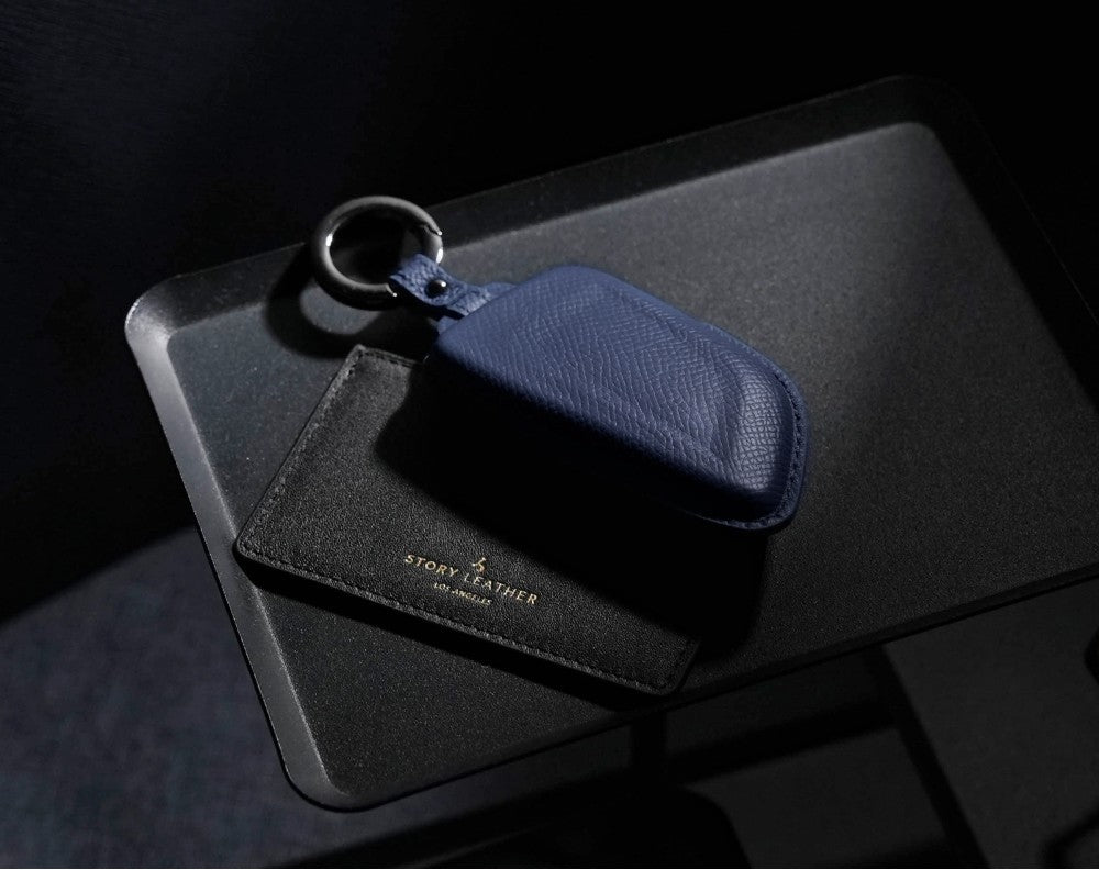 Blue Leather Key Cover for BMW Smart Key (Style T4)