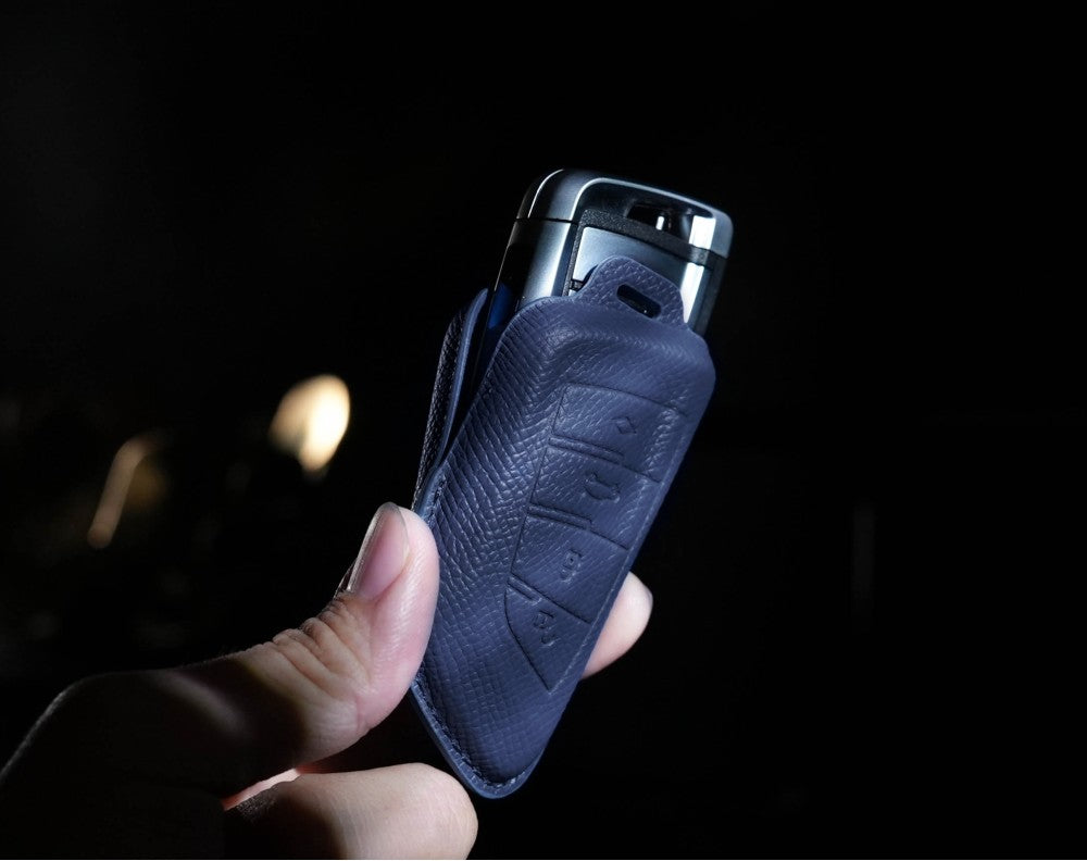 Blue Leather Key Cover for BMW Smart Key (Style T4)