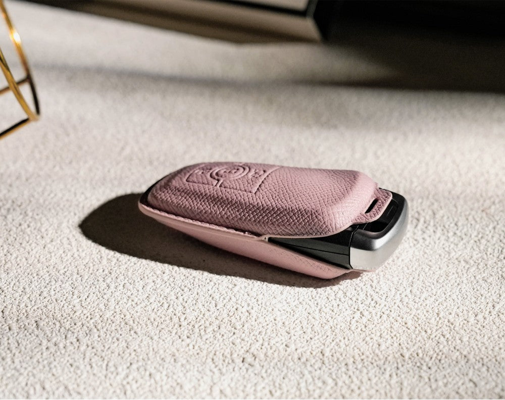 Pink Leather Key Cover for Ford Smart Key (Style R3)