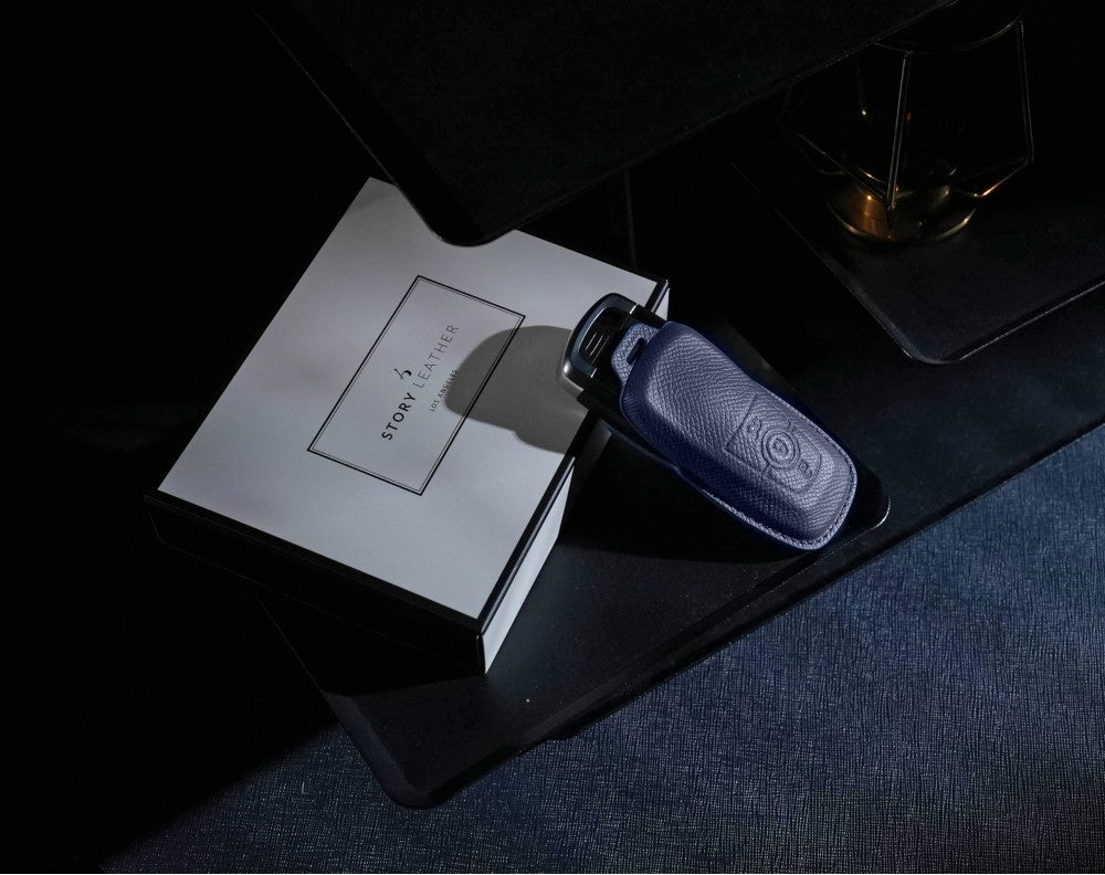 Blue Leather Key Cover for Ford Smart Key (Style R3)