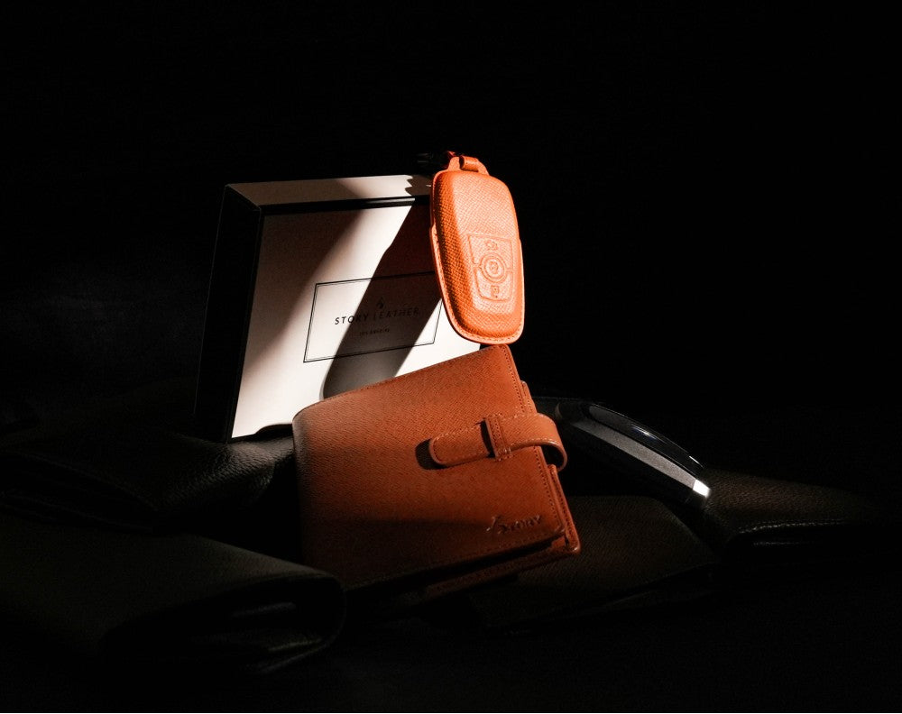 Orange Leather Key Cover for Ford Smart Key (Style R3)