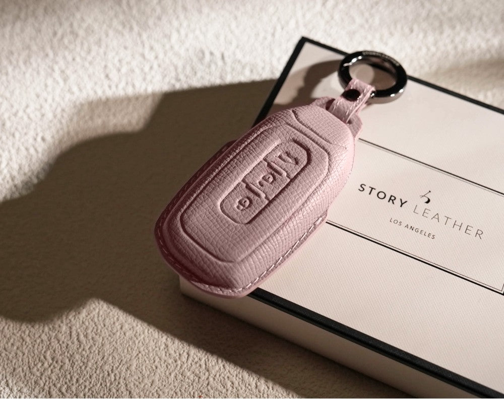 Pink Leather Key Cover for Ford Smart Key (Style T3)