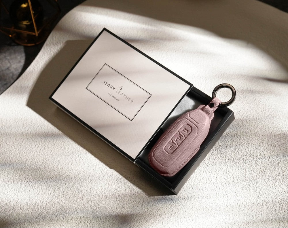 Pink Leather Key Cover for Ford Smart Key (Style T3)