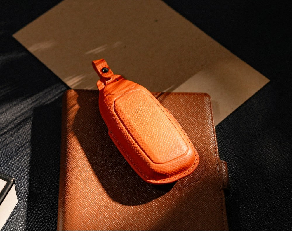 Orange Leather Key Cover for Ford Smart Key (Style T3)