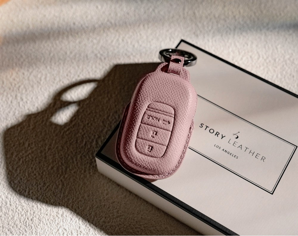 Pink Leather Key Cover for Honda Smart Key (Style O3)
