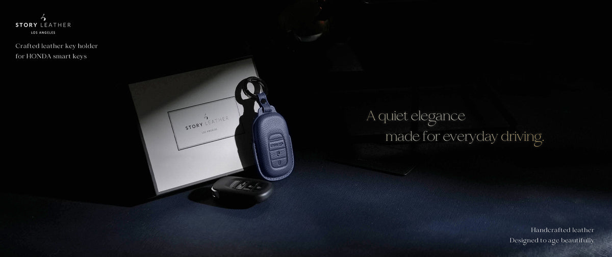 Blue Leather Key Cover for Honda Smart Key (Style O3)
