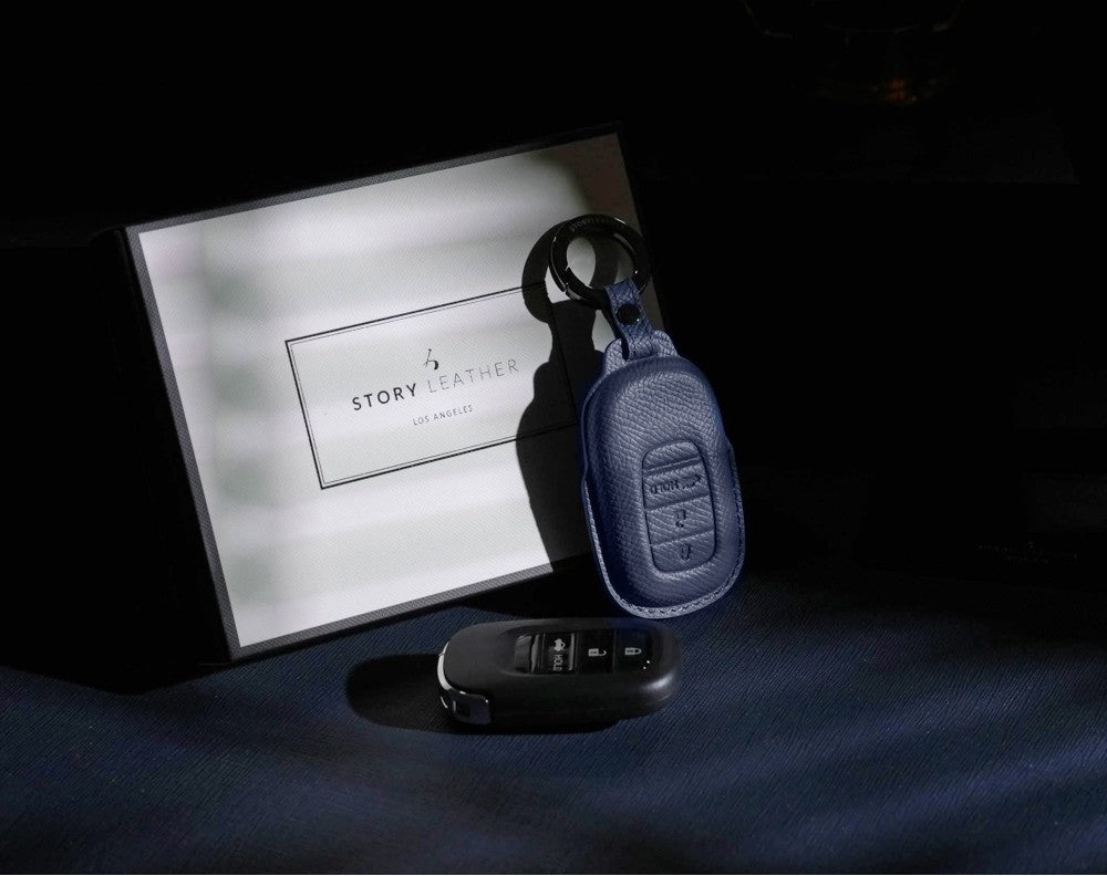Blue Leather Key Cover for Honda Smart Key (Style O3)