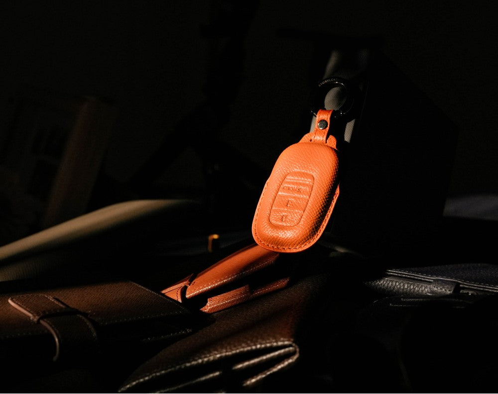 Orange Leather Key Cover for Honda Smart Key (Style O3)