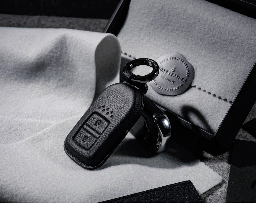 Black Leather Key Cover for Honda Smart Key (Style R2)