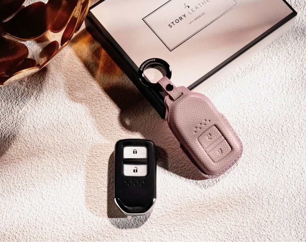Pink Leather Key Cover for Honda Smart Key (Style R2)