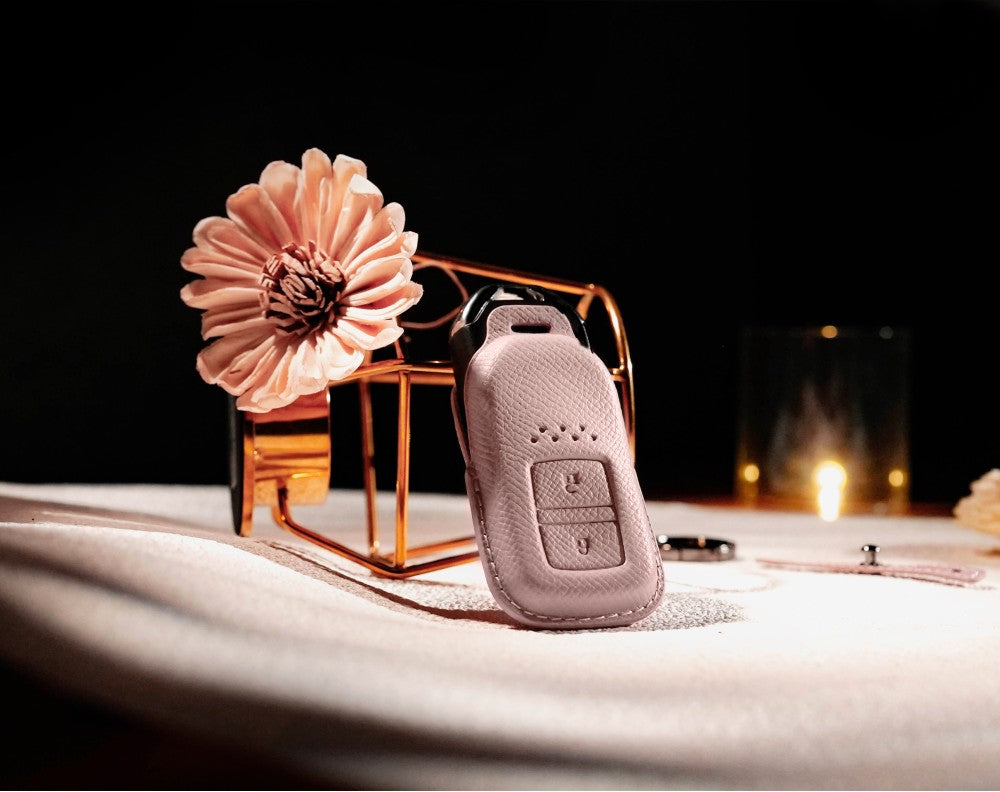 Pink Leather Key Cover for Honda Smart Key (Style R2)