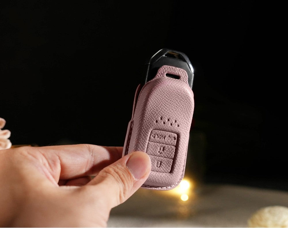 Pink Leather Key Cover for Honda Smart Key (Style R3)