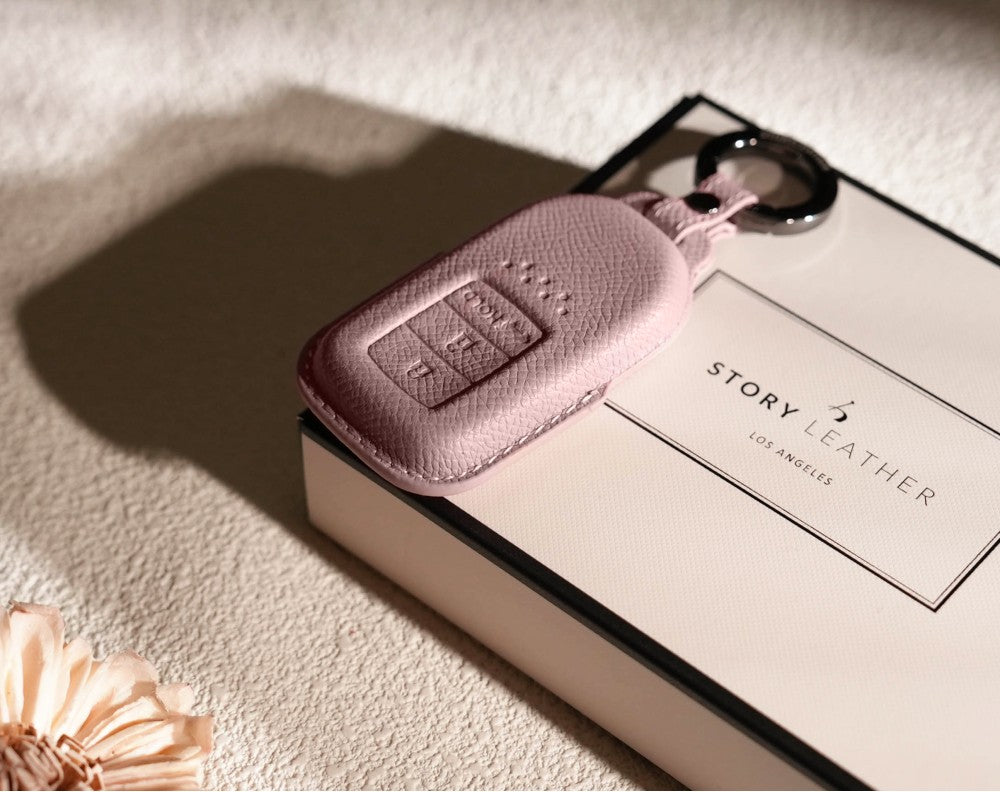 Pink Leather Key Cover for Honda Smart Key (Style R3)