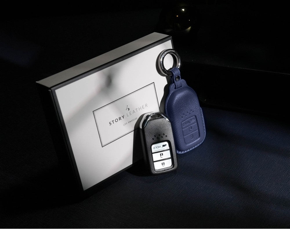 Blue Leather Key Cover for Honda Smart Key (Style R3)