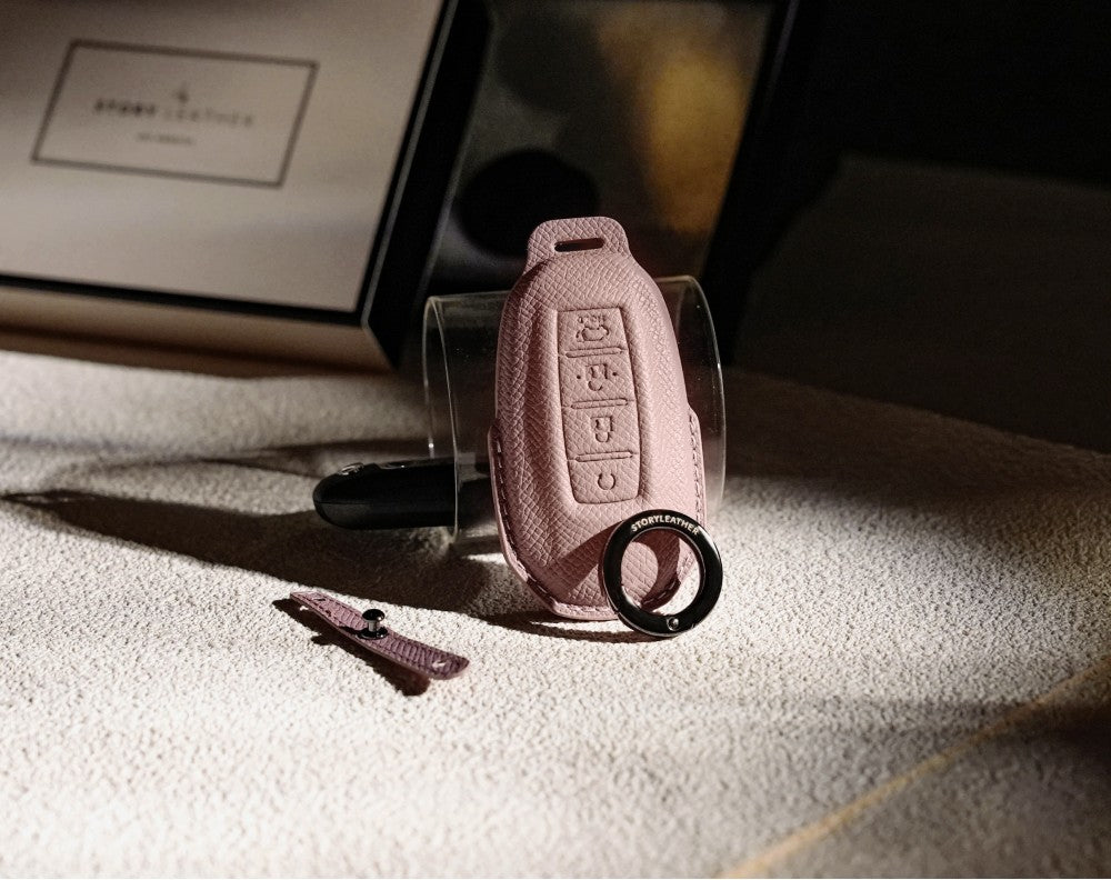 Pink Leather Key Cover for Infiniti Smart Key (Style R4)