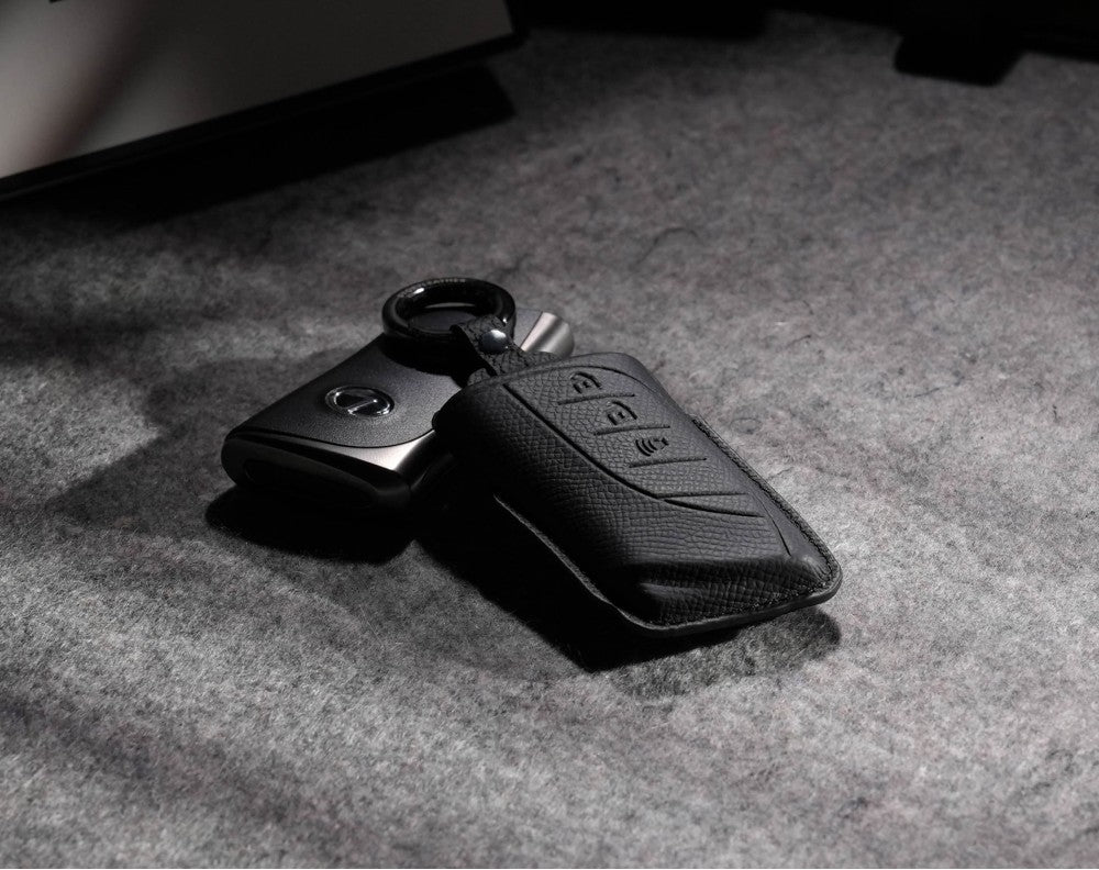 Black Leather Key Cover for Lexus Smart Key (Style R3)