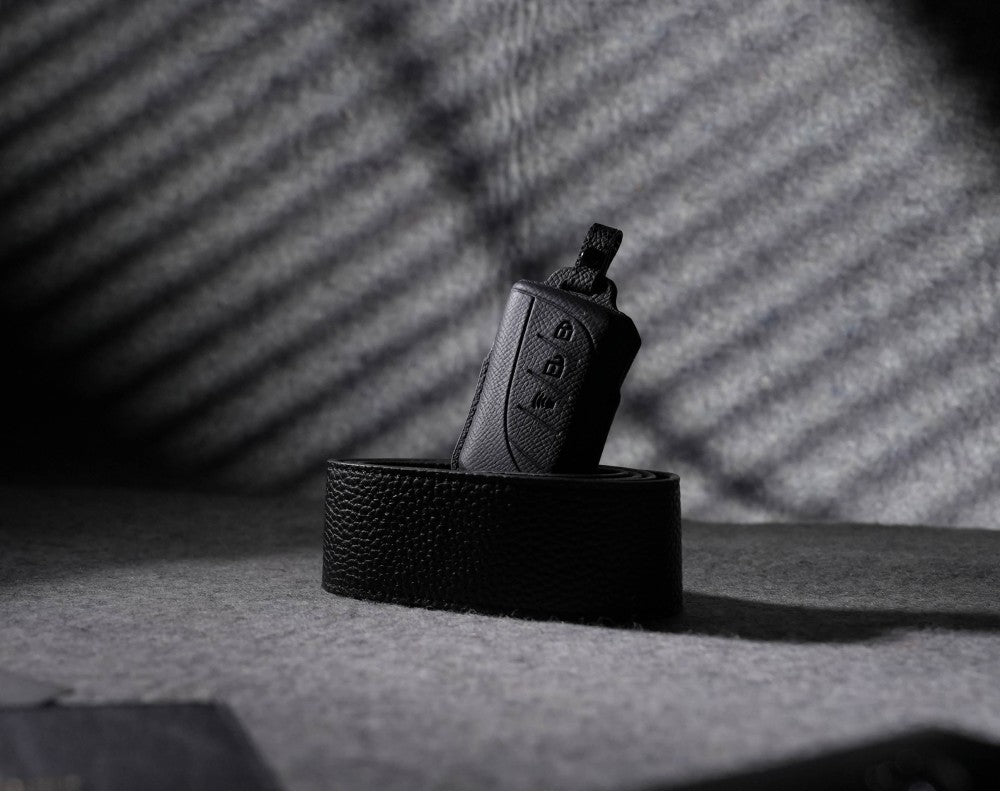 Black Leather Key Cover for Lexus Smart Key (Style R3)