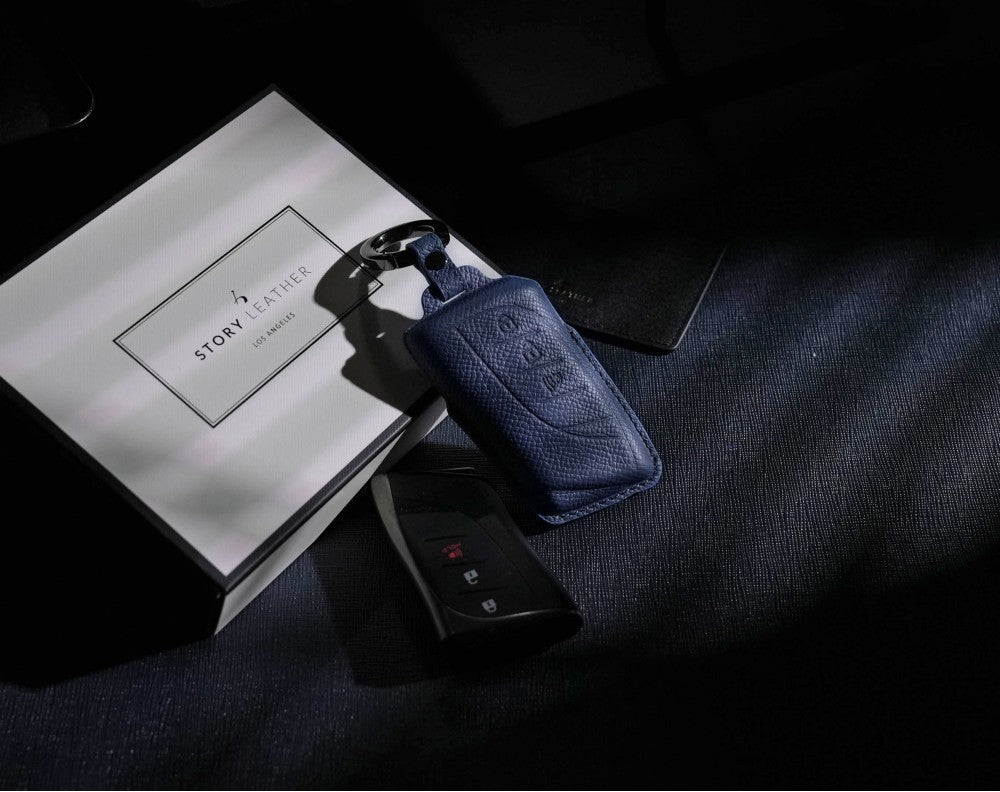 Blue Leather Key Cover for Lexus Smart Key (Style R3)