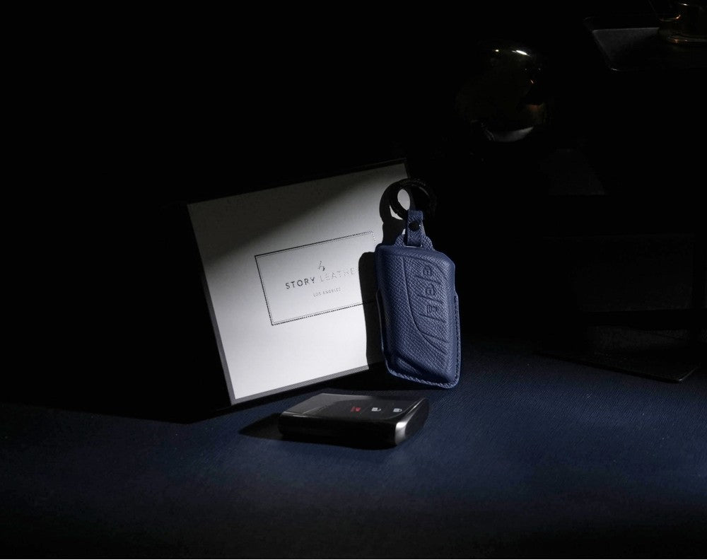 Blue Leather Key Cover for Lexus Smart Key (Style R3)