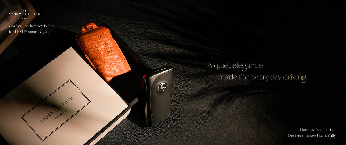 Orange Leather Key Cover for Lexus Smart Key (Style R3)
